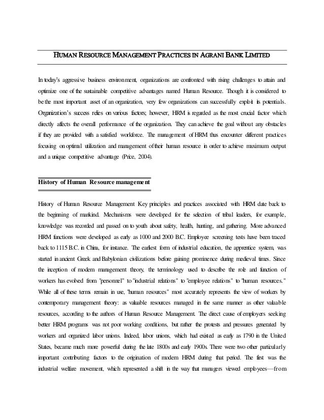 project on human resource management in banks hrm issues in commercial bank